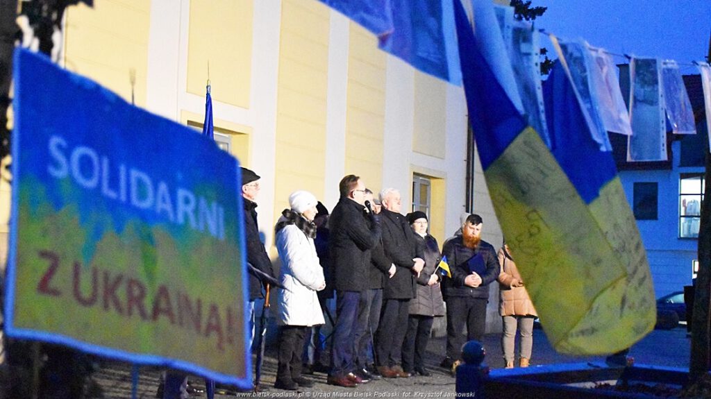 Bielsk Podlaski. Zamanifestowano solidarność z Ukrainą