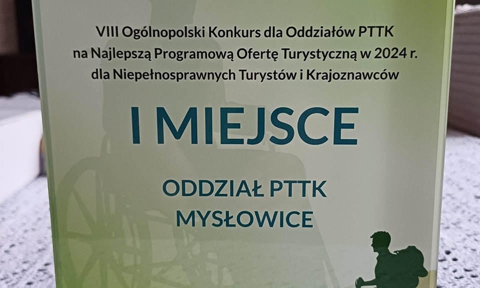 Mysłowice. Oddział PTTK nagrodzony za najlepszą ofertą turystyczną dla osób niepełnosprawnych